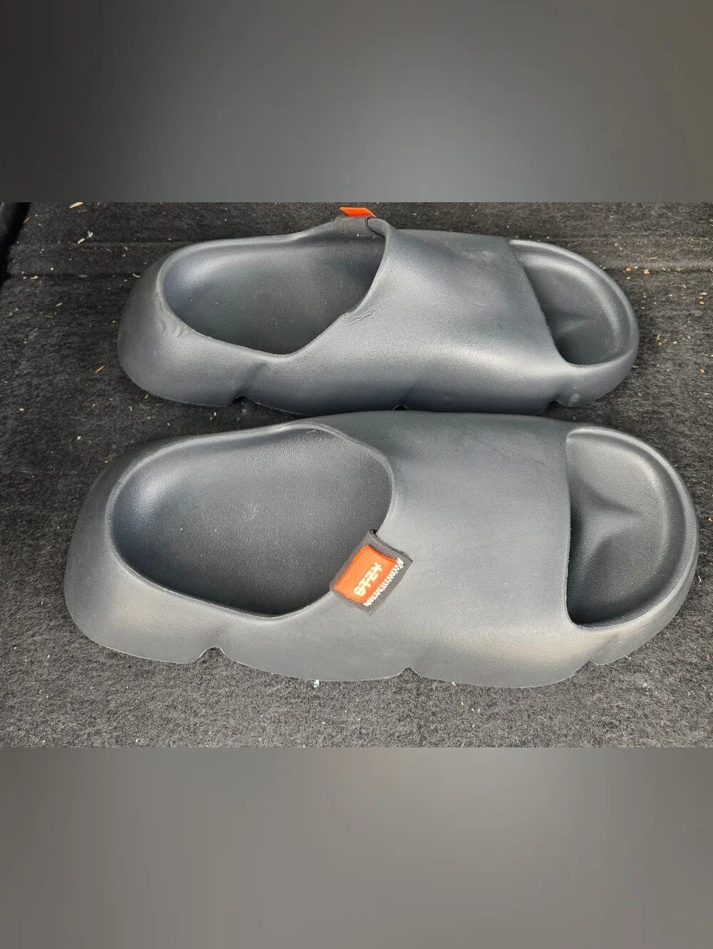 Men's Black Slide Sandals with Orange Tab